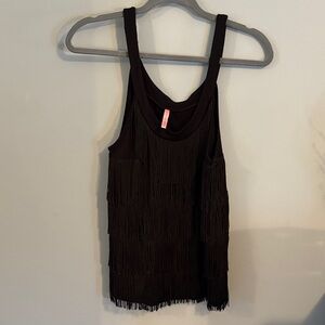 Eight Sixty Black Fringe Top